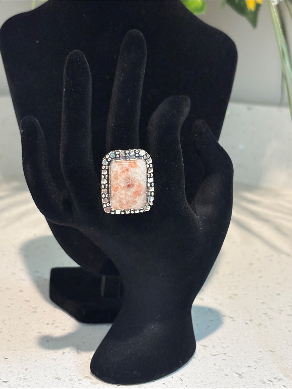 Sunstone Gemstone Statement Ring Size 7 - Picture 4 of 10